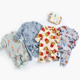 Milancel Summer Baby Pyjama Set Cartoon Lange Mouw O Hals en Broek Nachtkleding 211130