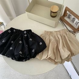 MILANCEL Summer Girls Pants Floral Puffy Shorts Solid Color Children Cotton Bloomers 1-6 Years 220419