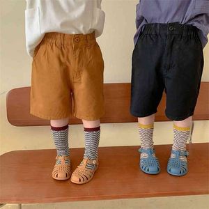 MILANCEL été enfants pantalons solide coton Shorts taille élastique décontracté enfants vêtements 210723
