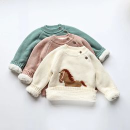 MILANCEL Winter kindersweaters met bontvoering Kindergebreide fleece jongenstrui 240129