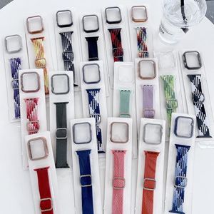 Milanese Loop Apple Watch Band Bandjes en Case Screen Protector 44mm 40mm 38mm 42mm Bands Strap voor iPhone Watchs Series 6