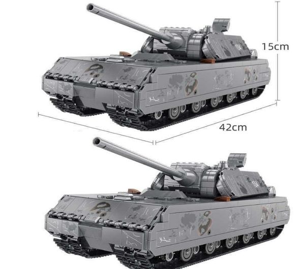 Militar 2127pcs Panzer alemán VIII Maus Tank Block Block Soldier LEOPARD 2 Battle Battle Battle Bricks Kids Kids Toys Regalo Q02880471