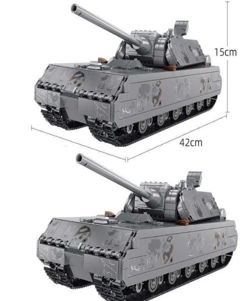 Militar 2127pcs Panzer alemán VIII Maus Tank Building Block Soldier Leopard 2 Battle principal Ladrillos para niños Regalos Q08212014