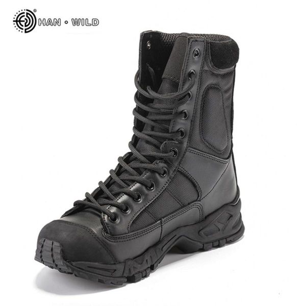 Botas del ejército militar hombres Combate de cuero negro Combate Combate Zapatos Invierno Hombre tactical Boot hombre