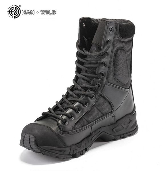 Botas del ejército militar hombres Combate de cuero negro Combate Combate Zapatos Invierno Hombre tactical Boot hombre