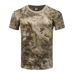 Armée militaire Camouflage tactique à manches courtes T-shirt masculin T-shirt Kid's Camo Randonnée en plein air Chemises de chasse