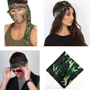 Militaire Bandanas Paisley 100% Katoen Hearwear Camouflage Print Unisex Pocket Squackhip-Hop Headscarf voor Outdoor Fietsen 12pcs / lot