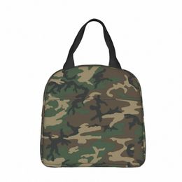 Camo militaire Camoue Sacs à lunch isolés Sac thermique Repas Ctainer Pilot Fighter Army Tote Boîte à lunch Sac alimentaire Collège T3fc #