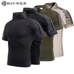 Chemises camouflages militaires Tees Mens extérieur Airsoft Tactical Combat Shirt Clothes Tops Workout Vêtements Army T-shirt Randonnée 240518