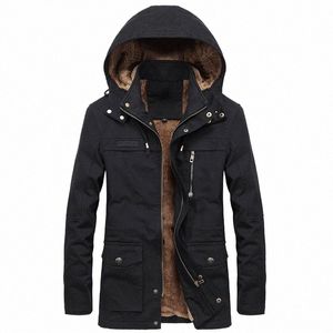 Manteau de cargaison militaire Mens épais chaud homme veste d'hiver Parkas Casual Cott veste rembourrée mâle multi-poches fourrure sweats à capuche hommes Parka x9qm #