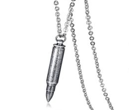 Bijoux de ventilateur militaire 7x43mm mini balle en forme de balle Urn Collier en acier inoxydable en argent or noir vintage Silver7259371