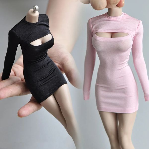 Figurines militaires 1/6 échelle femme Sexy poitrine ouverte T-shirt manches longues robe à fond serré accessoires pour corps de figurines féminines de 12 pouces 231009