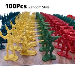 Militaire figuren 100 stuks Leuk avontuur 1 18 inch speelgoedsoldaten voor kinderen Legermodel Plastic miniatuur Kinderoorlog Zandtafel Simulatie 231031
