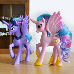 Military Figures 14cm Rainbow Cartoon Unicorn Model Ornaments Toys Anime Figure Doll Mini Horse Decoration For Girls Birthday Gifts 231128