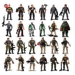 Figuras militares Ejército Hombres Fuerzas especiales Soldados Bombero Ingeniero Figuras de acción Playset Arma militar Modle Juguetes para niños Regalos de Navidad 230714