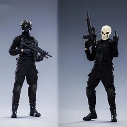 Figurines militaires en stock DLZ.TOYS 1/12 échelle crâne de collection sergent-chef poupée articulée mobile ensemble complet 6 pouces figurine de soldat masculin 231009