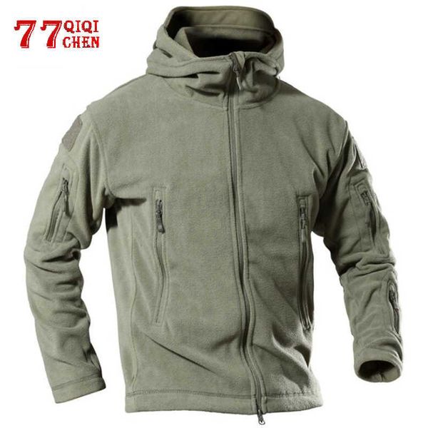 Militaire Polaire Tactique Veste Hommes Thermique Extérieur US Chaud Manteau À Capuche Mâle Militar Softshell Randonnée Survêtement Armée Vestes 4XL X0621