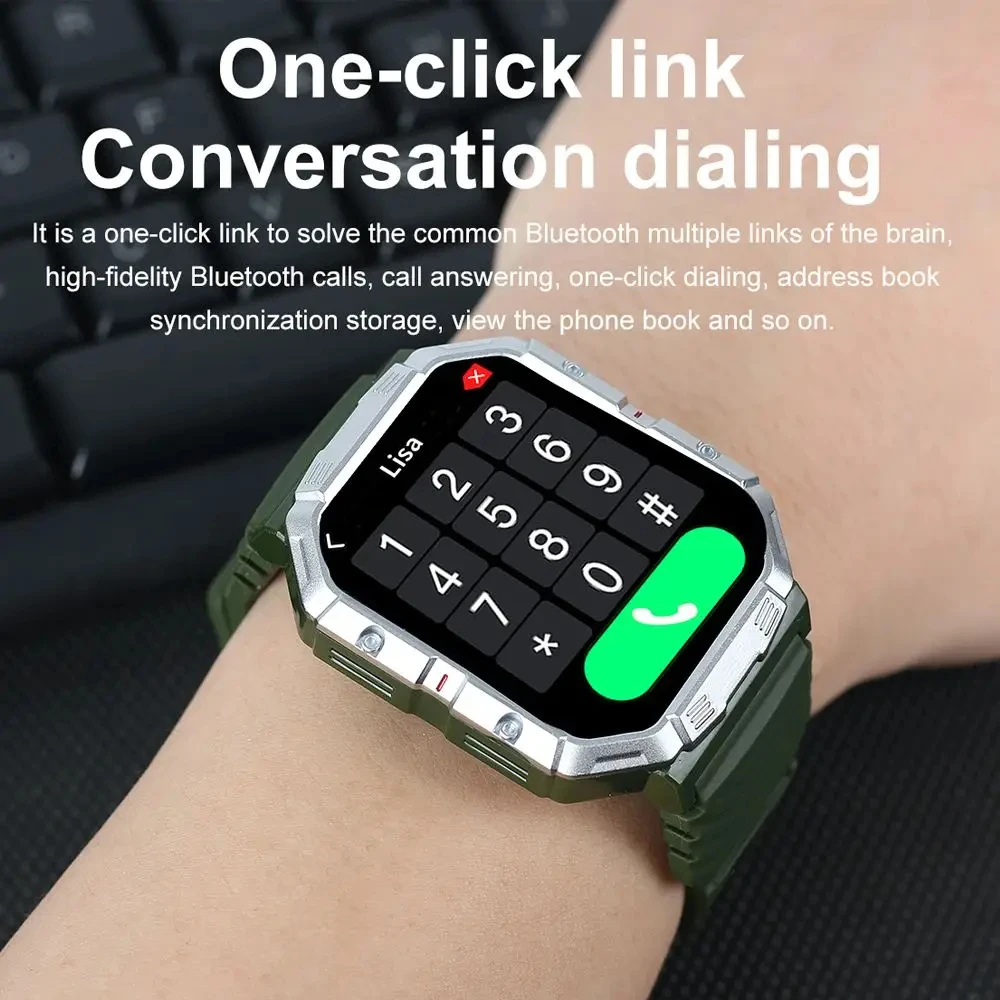 Militär GPS Smart Watch for Men IP68 Waterproof Health Monitoring NFC High Display BT Call Dålig utomhussport Smart Watch
