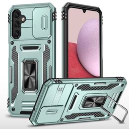 Militaire kwaliteit pantser Cases schuifcamerabescherming magnetische ringstandaard voor Samsung S21 Fe S22 S23 Ultra A04 A14 A34 A54 A13 A23 A33 A53 A73 A12 A22 A32 A52 A72 A03