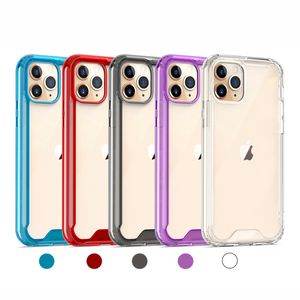 Étuis de protection contre les chutes de qualité militaire Couverture antichoc en acrylique transparent TPU pour iPhone 14 13 12 11 Pro XR XS Max X 8 SE2 Samsung S8 S9 S10 Plus S20 FE S21 Ultra A21S