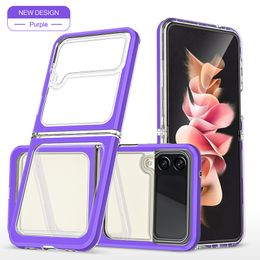 Militaire Grade Drop Beschermende Schokbestendige Acryl Transparante Cases Clear Anti-Fall Rugged Cove voor Samsung Galaxy Z Flip 5G Fold 3 Fold3 Flip3