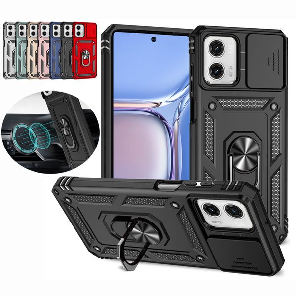 Estuches resistentes y resistentes de grado militar Soporte de anillo de cámara deslizante para MOTO G Power 5G Stylus 2023 Edge Plus X40 20 Pro Lite G31 G32 G22 G52 G62 Google Pixel 8 7 6 Pro 7A 6A