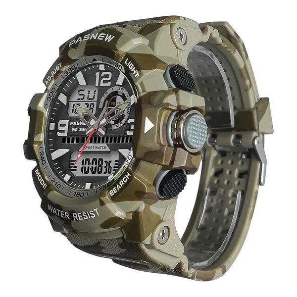 Militaires hommes sport montres multifonction bigal cadran imperméable horloge de main numérique garçon