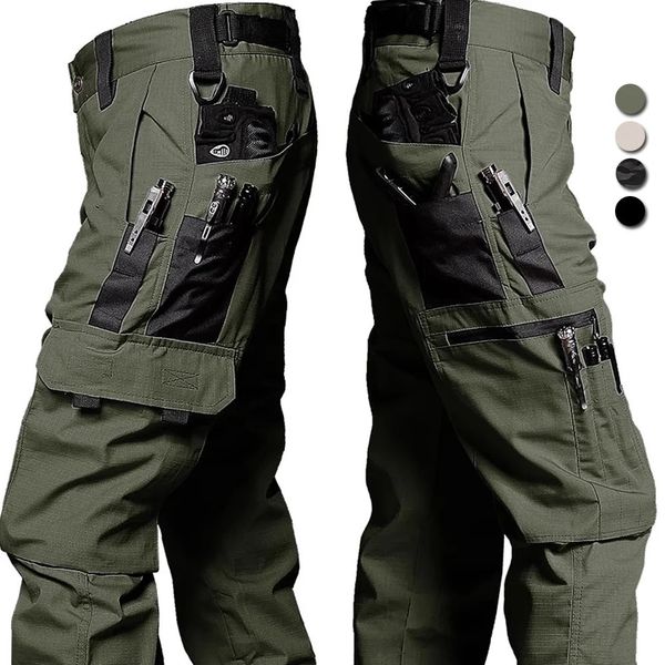 Pantalones militares para hombres Pantalones de carga tácticos Pantalones de entrenamiento de combate del ejército Ripstop impermeables con múltiples bolsillos grandes Joggers de marca 240111