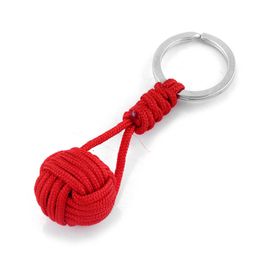 MILITAIRE PARACHUTE GEWIMT ROOP BALL KEYCHIN PARACORD LANYARD Key Ring Monkey Fist Key Chains buitenshuis Buiten Survival Tool Sieraden