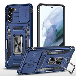 Estuches resistentes a prueba de golpes militares Protección de cámara deslizante TPU PC Soporte de metal para Samsung A03 Core A13 A33 A53 A73 A02S A03S A12 A22 A32 A42 A52 A72 A21S A71 5G M52 M53 M13