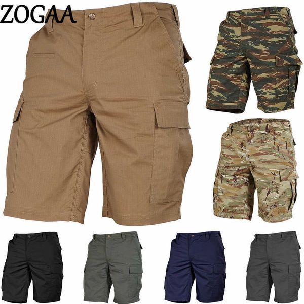 Style militaire Camouflage armée Cargo Shorts hommes Streetwear décontracté plage pantalon 7 couleur hommes Pentagone entraînement grande taille 210714