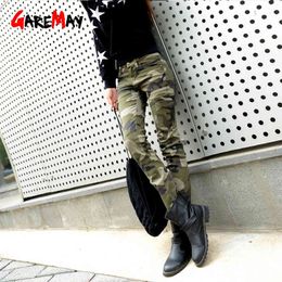 Militaire stijl vrachtbroek voor vrouwen hoge getailleerde 7XL plus size dames leger camouflage casual broek 210428