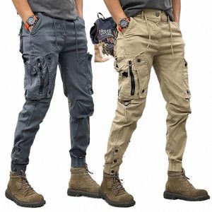 Militaire Tactische Cargobroek Heren Leger Casual Broek Rits Multi-Pocket Cott Joggers Fi Kaki Zwart Plus Size Elastisch H80b #