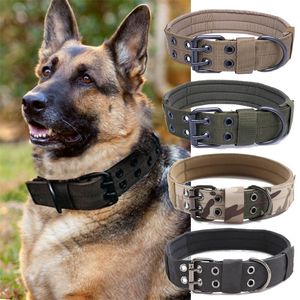 Collar táctico militar para perro, collar de nailon duradero para entrenamiento al aire libre, hebilla ajustable de cinco engranajes para perros pequeños y grandes LJ201112