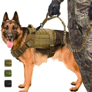 Harnais de chien tactique militaire K9 gilet de travail pour chien en nylon laisse élastique formation de plomb en cours d'exécution pour chiens de taille moyenne berger allemand Q2768