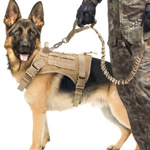 Militair tactisch hondentuig Nylon hondenvestharnas Bungee hondenriem met handvat voor middelgrote grote honden Duitse herder