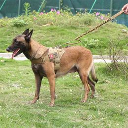 Militaire tactische hond harnas patrouille k9 werkende huisdier kraag kleine grote hond harnas service hondenvest met handvat PET-producten 210729