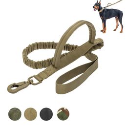 Laisses de chien tactiques militaires poignée de contrôle en Nylon élastique Durable berger allemand pour les fournitures d'entraînement de marche de chien de taille moyenne