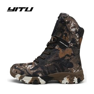 Militar táctico para hombre camuflaje otoño invierno cuero impermeable desierto combate botines ejército trabajo seguridad zapatos Y200915