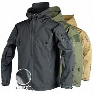 Veste militaire mince hommes imperméable coupe-vent forces spéciales à capuche manteaux tactiques camouflage printemps automne requin peau bombardier vestes q8Om #