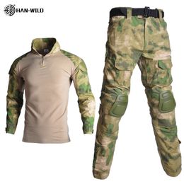 Vêtements uniformes militaires Suite tactique combat costumes camo hommes vêtements armée vêtements militaires hommes vêtements shirtcargo pantalons de genou 8xl 240513