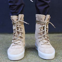 Hommes d'hiver militaires Bottes de crêpe à lacets plats Casual Combat Combat Desert Shoes Western Style Fashion Moto Boot F C
