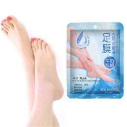 Masque pour les pieds en bambou au lait Peeling au vinaigre masque pour les pieds tendres Exfoliation des pieds Spa Peau morte Dissolvant de cuticules Soins des talons Masque exfoliant pour les pieds