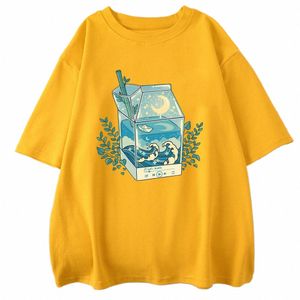 Boîte à lait Molight Waves Prints Man Cott Vêtements Créativité Casual Crewneck T-shirts All-math Respirant Hommes Manches courtes q9uY #