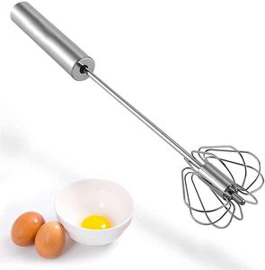 Milk Frother Hand Pressure Semi-automatic Egg Beater Stainless Steel Kitchen Accessories Tools Self Turning Cream Utensils Whisk Manual Mixer