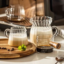 Melkkannen Transparant Koffiekopje 100200370ml Glazen kan met handvat Opschuimen Deelpot Afgestudeerd schuim Coffeeware 231216