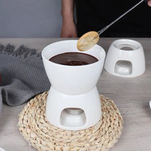 Juego de fondue de chocolate de cerámica con olla de leche | Queso Mini 231124