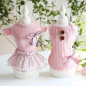 Milk Shake Poudre Filles Gilet Et Robes Pour Chiens Pet Vêtements Rose Couleur Robe Chien Vêtements Marchandises Chats Apparel276Z