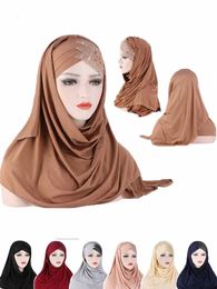 Milk Silk Muslim Cap Plain Islamic Scarf Head Wraps Bandband Contracter Turban Chaptons malaisie Baotou Caps Sequins Hair Wrap Scarf 240403