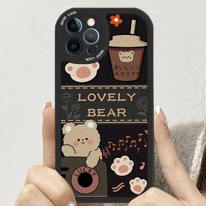 Milk Tea Bear Soft Cases voor iPhone 14 Plus 14 Pro Max telefoonhoes